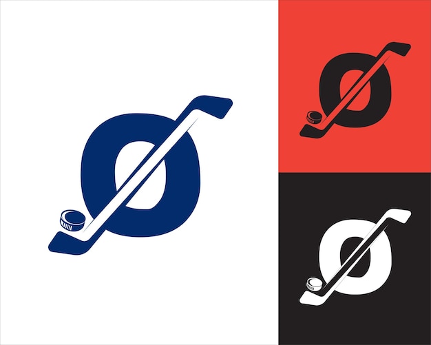 Hockey-logo o-letterontwerp sjabloon