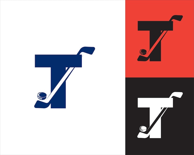 Hockey-logo t-letterontwerp sjabloon