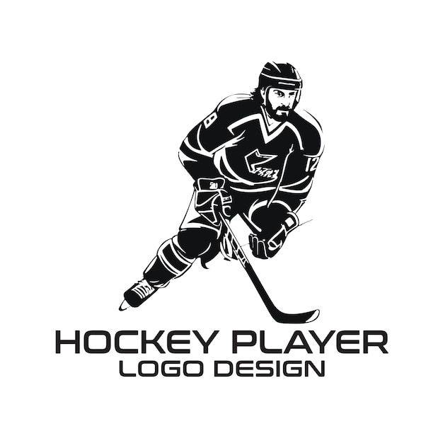 Progettazione del logo vettoriale del giocatore di hockey