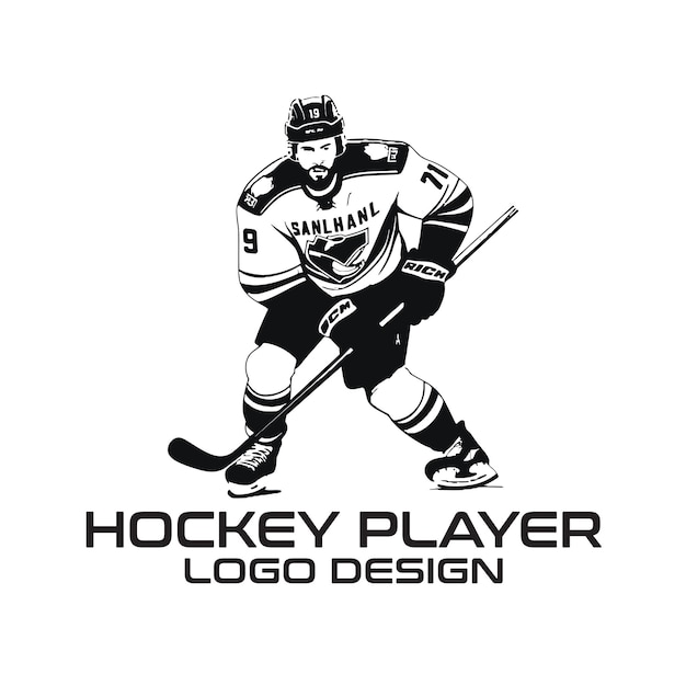 Hockey Player vector logo design