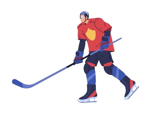 Hockey player with stick on ice