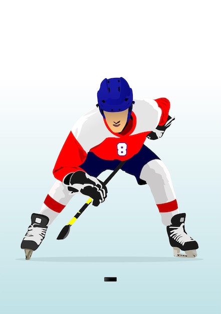 Hockey players 3d vector color illustration