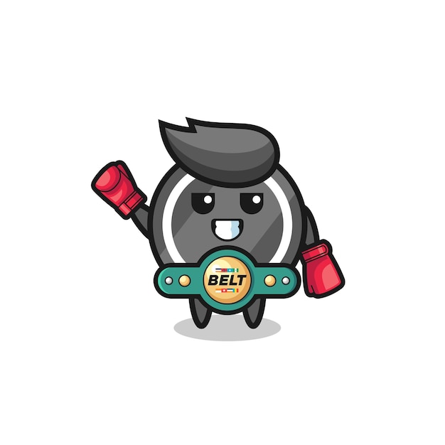 Hockey puck boxer mascot character cute design