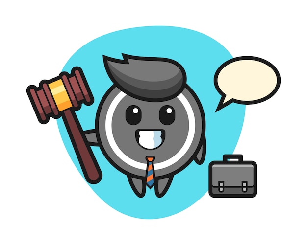 Vector hockey puck cartoon as a lawyer