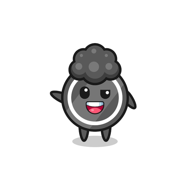 Hockey puck character as the afro boy , cute design