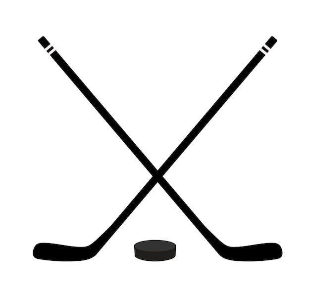 Hockey puck and sticks Play equipment flat vector illustration isolated on white background