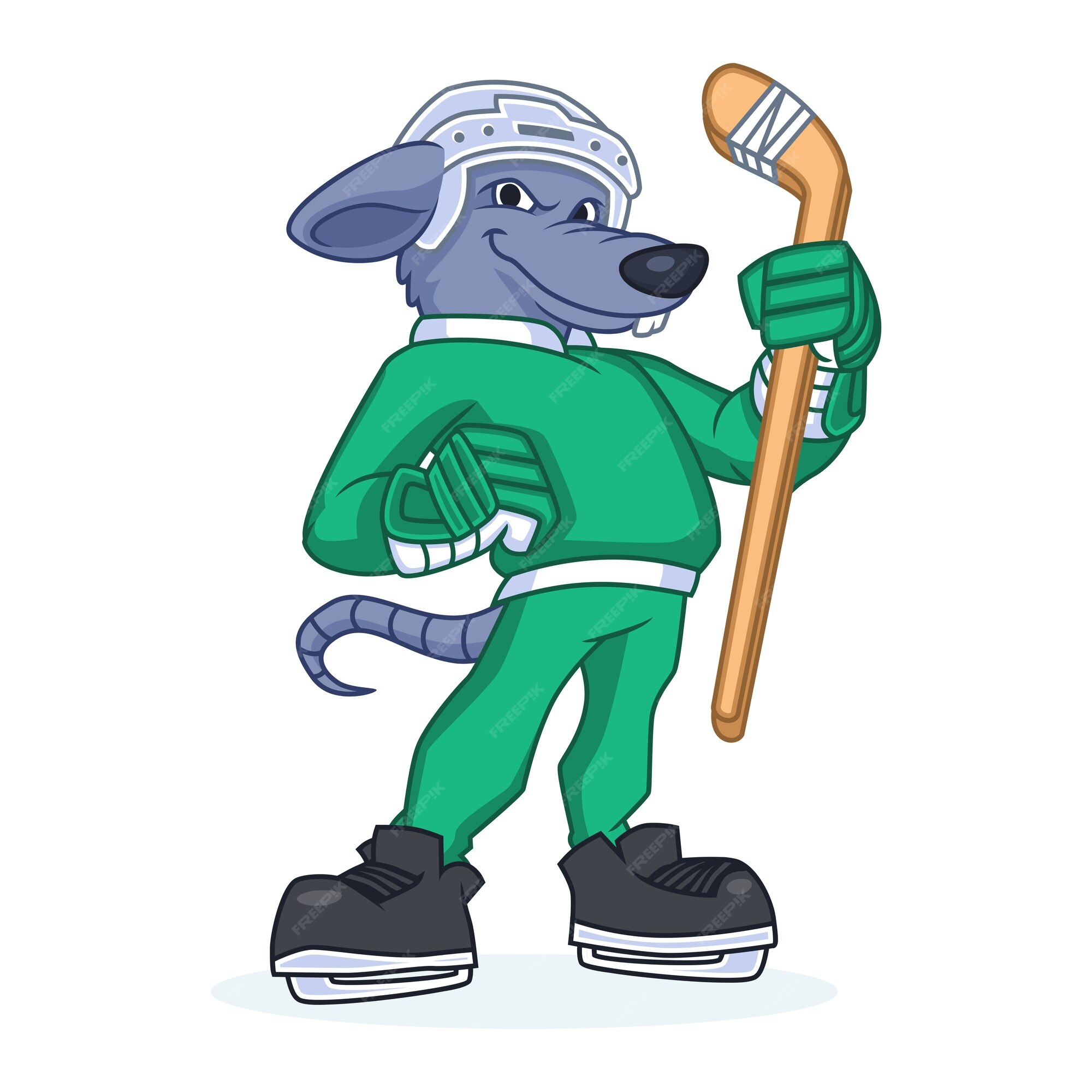 Premium Vector Hockey Rat Mascot Design
