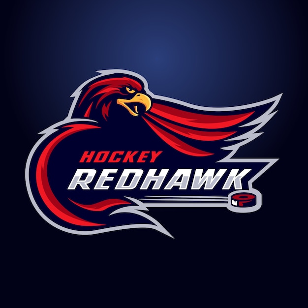 Vector hockey red hawk mascot logo