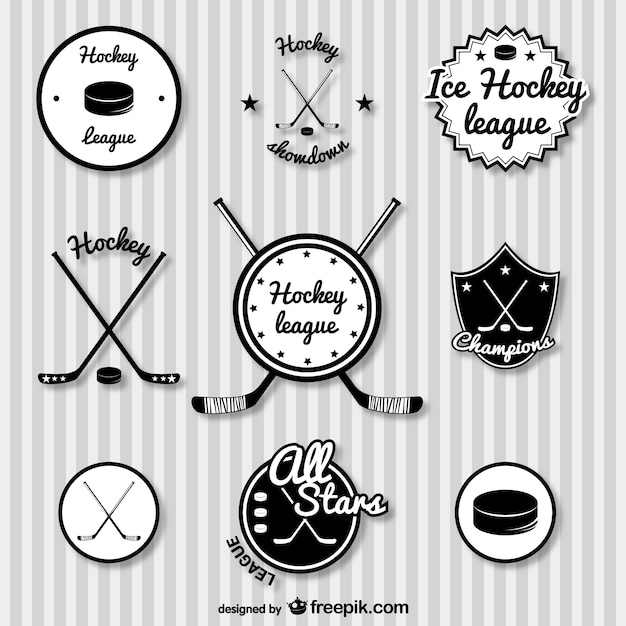 Vector hockey retro badges set