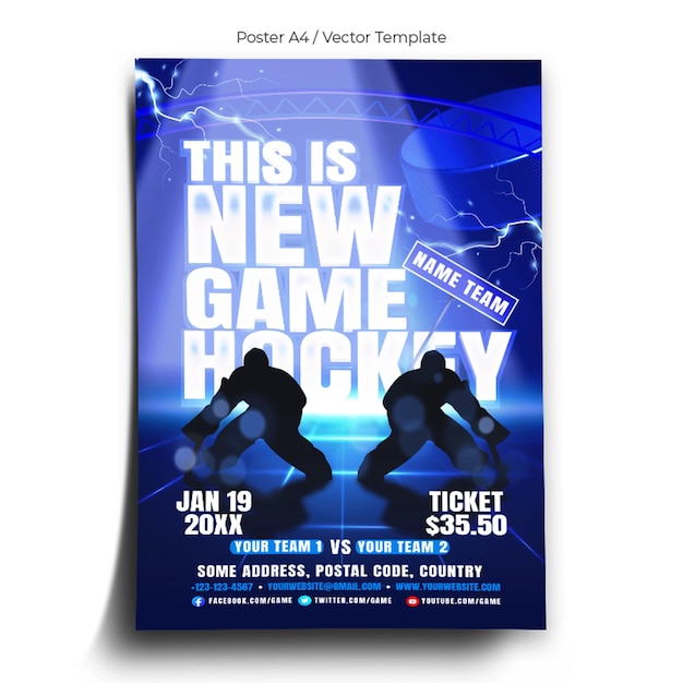 Vector hockey sport game poster template