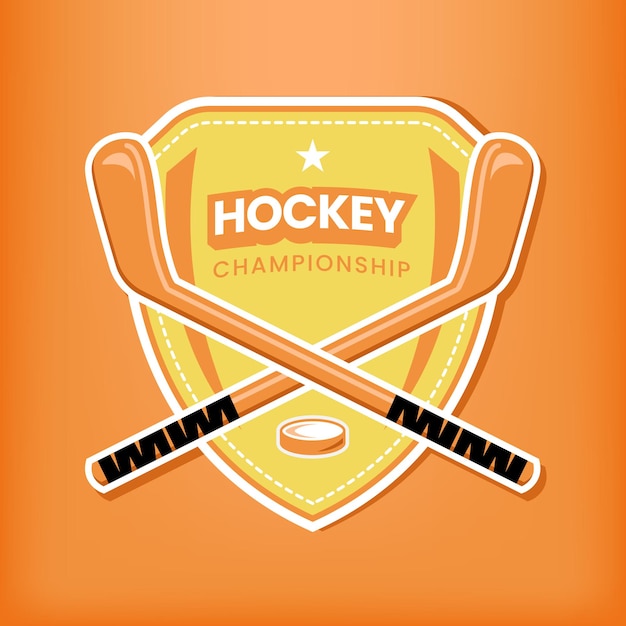 Hockey sport team identity with shield on orange background