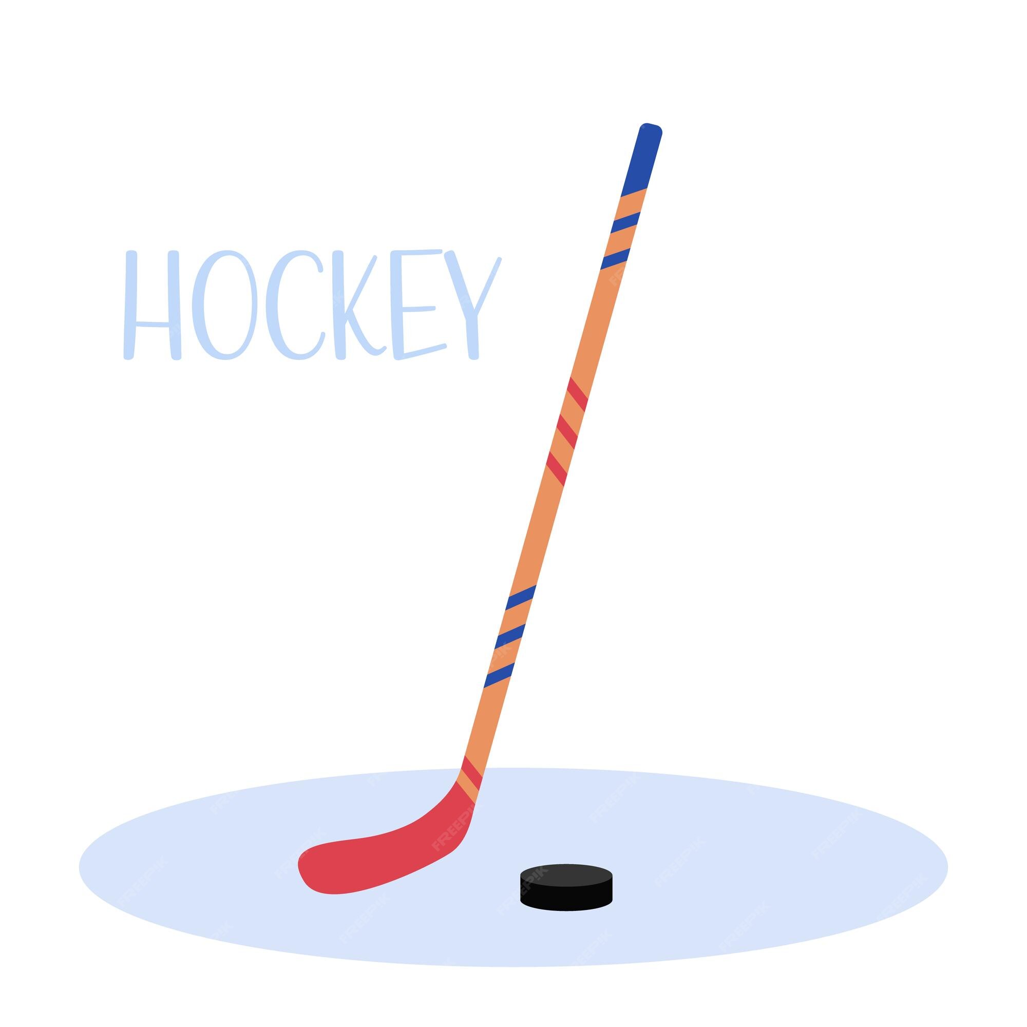 Ice Hockey stick with puck. Sports Vector illustration isolated on