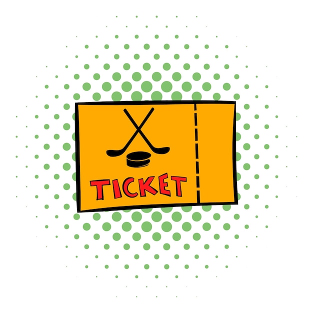 hockey tickets icon in comics style on a white background