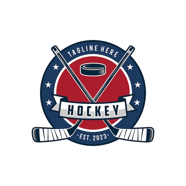 Vector hockey tournament logo in modern emblem minimalist style