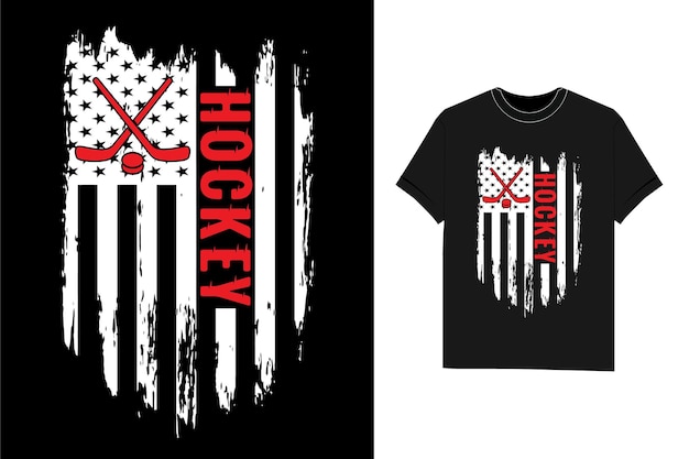 Hockey with USA American Flag ice hockey t shirt design