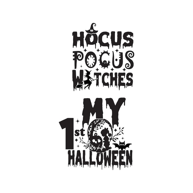 Vector hocus pocus tijd heksen halloween t-shirt ontwerp