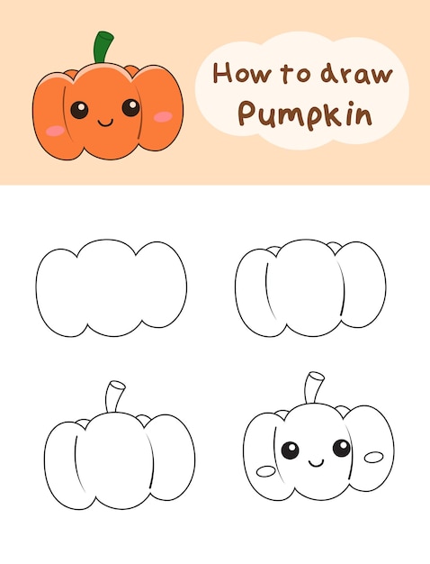 Hoe doodle pompoen te tekenen voor Halloween Vector illustratie