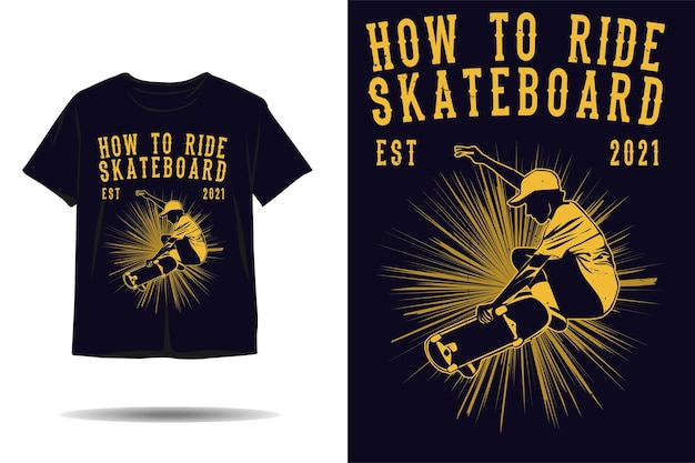 Hoe skateboard silhouet tshirt ontwerp te rijden