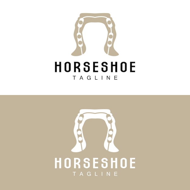 Hoefijzer Logo Cowboy Paard Vector Pictogram Ontwerp Symbool Sjabloon