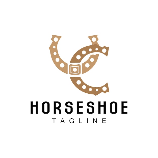 Hoefijzer Logo Cowboy Paard Vector Pictogram Ontwerp Symbool Sjabloon