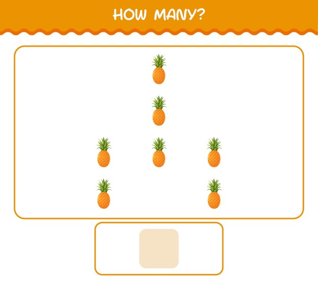 Hoeveel cartoon ananas. spel tellen. educatief spel voor kleuters en kleuters