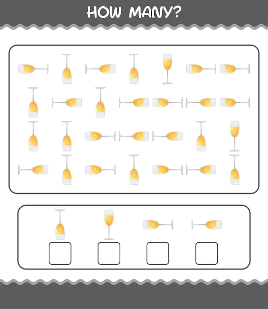 Hoeveel cartoon champagneglas. Tellen spel. Educatief spel voor kinderen en peuters van voor de schooljaren