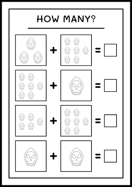 Hoeveel ghost, spel voor kinderen. vectorillustratie, afdrukbaar werkblad