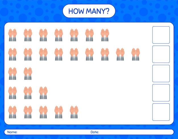 Hoeveel tellen spel met bidden. werkblad voor kleuters