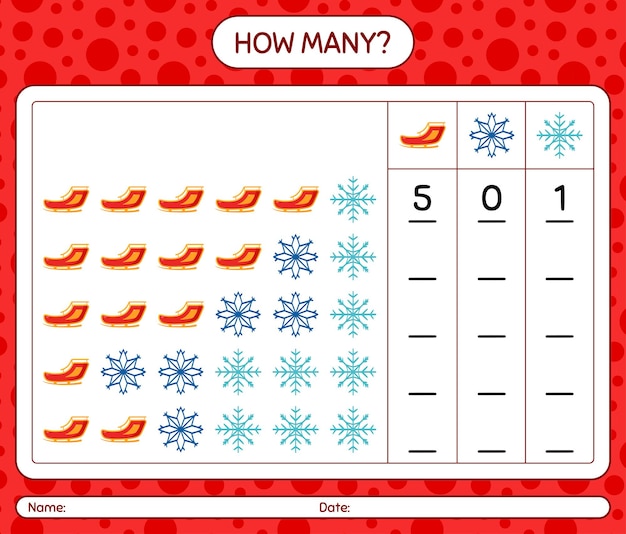 Hoeveel tellen spel met kerst icoon. werkblad voor kleuters, activiteitenblad voor kinderen