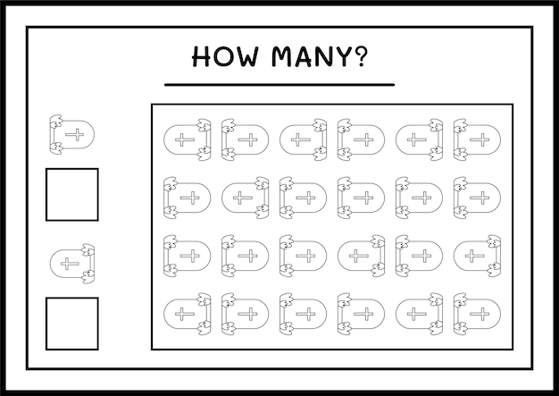 Hoeveel Tombstone, spel voor kinderen. Vectorillustratie, afdrukbaar werkblad