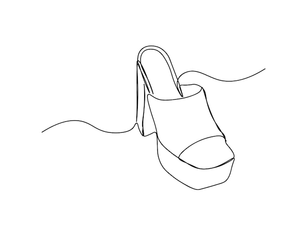 Hoge hel, meisjesschoenen single-line art tekening zet lijn vectorillustratie voort