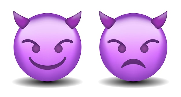 Hoge kwaliteit emoticon lachend met hoorns duivel emoji geïsoleerd op witte achtergrond