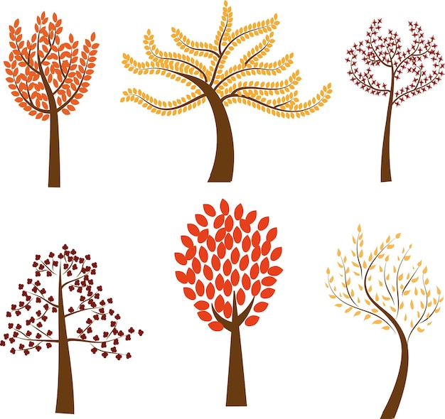 Hoge kwaliteit vectorillustratie Set van herfstbomen