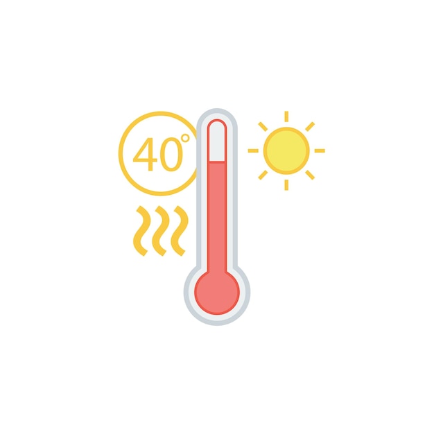 Hoge temperaturen pictogram geïsoleerd op een witte achtergrond