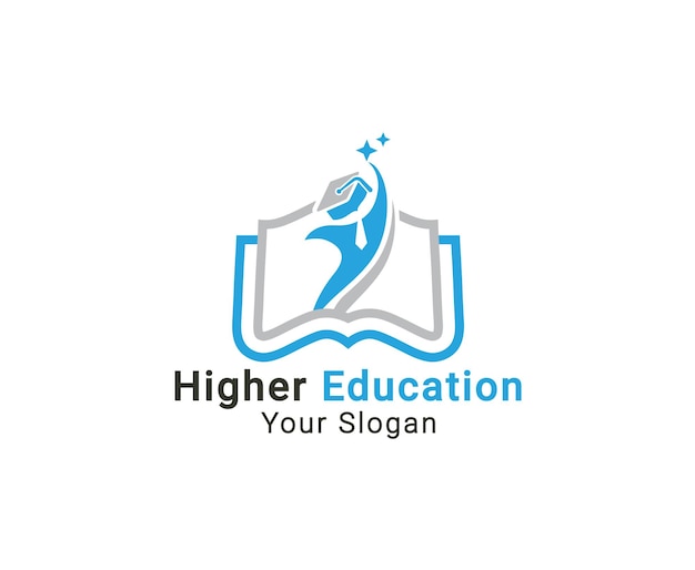 Hoger leren logo reaching star education logo wereld onderwijs logo afstuderen logo sjabloon