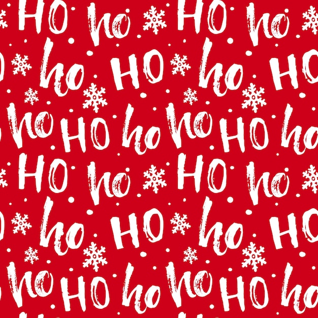 Hohoho pattern santa claus seamless texture for christmas red background with handwritten words ho