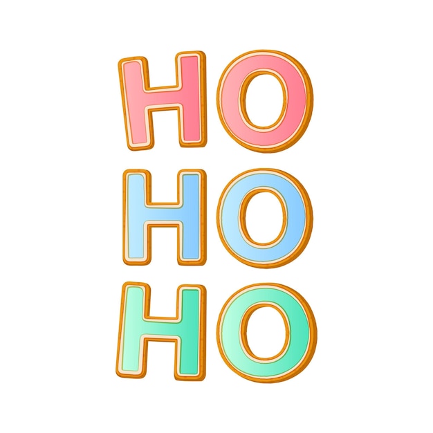Hohoho - 크리스마스 또는 새해 휴일 디자인, 쿠키를 위한 산타의 서예 문구