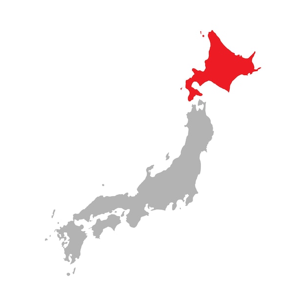 Evidenziazione della prefettura di hokkaido sulla mappa del giappone