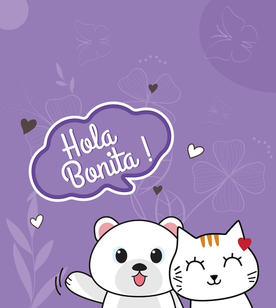 Hola Bonita Lettering Translation from Spanish Hi cute