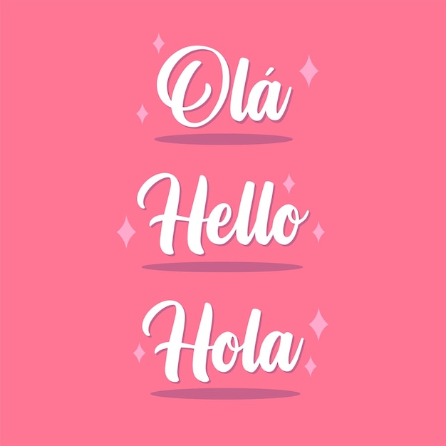 Hola hi hello ola oi saluti lettere parole lettere vettoriali