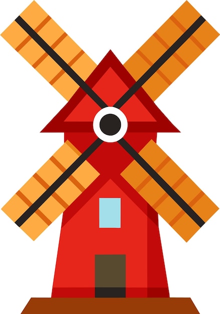 Holandaise Windmill Simplified Vector Illustration