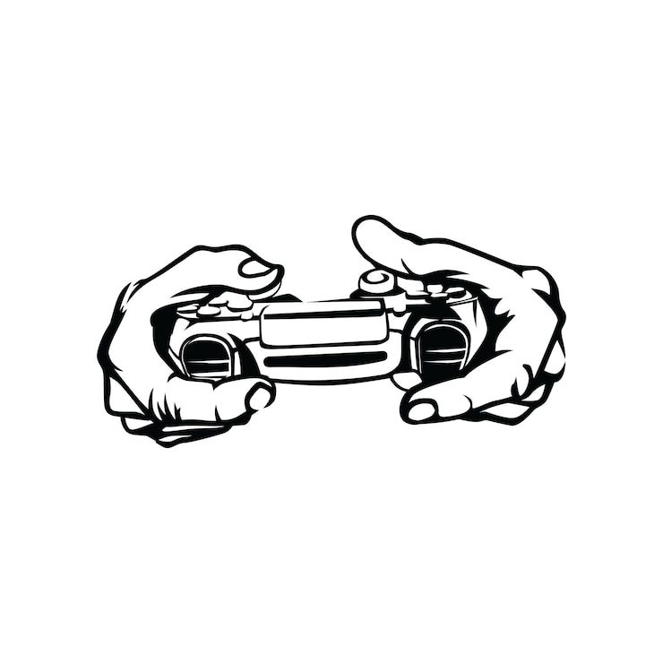Vector hold joystick gaming logo template design vector