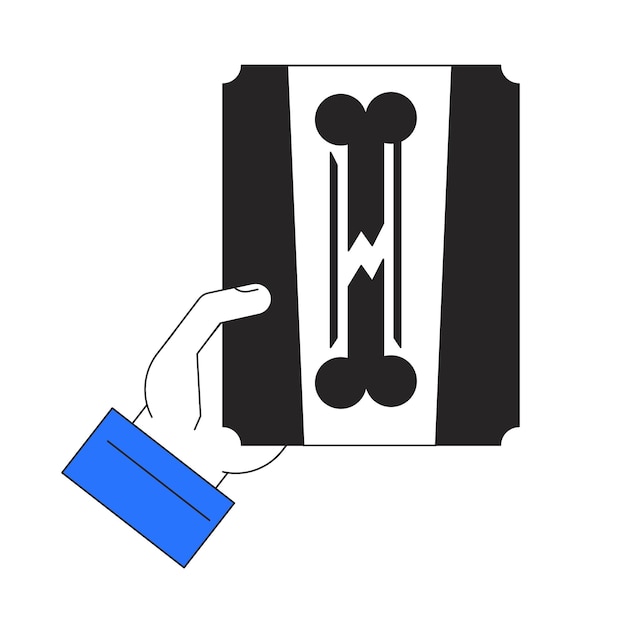 Holding bone fracture x ray scan flat line concept vector spot illustration