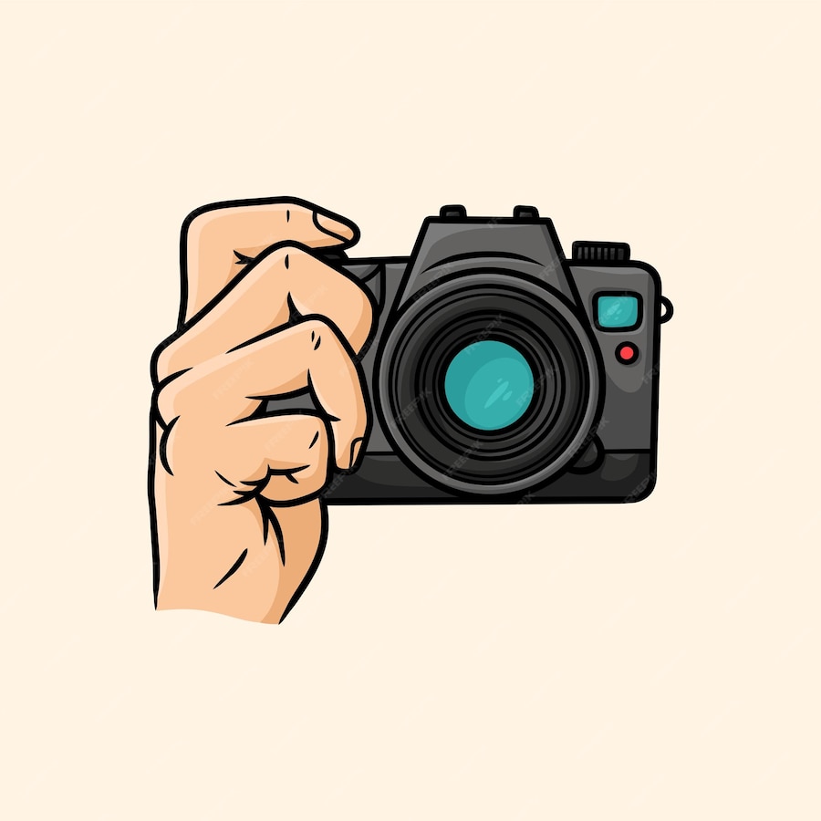 Premium Vector | Holding the camera with single hands illustration ...