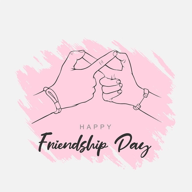 Vector holding hands sketch design for friendship day