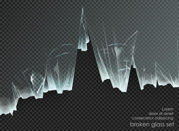 Vector hole broken glass on transparent background