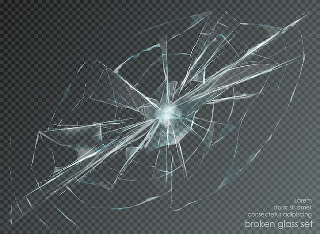 Vector hole broken glass on transparent background