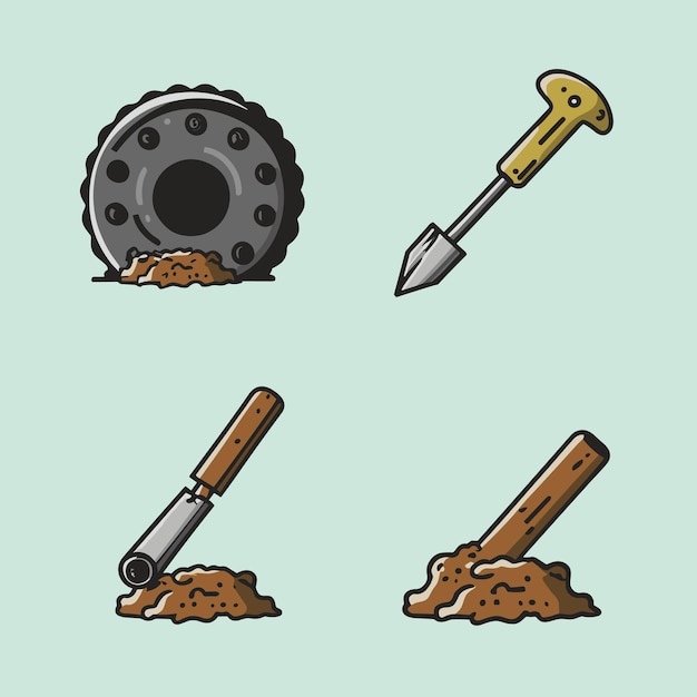 Hole digging weapon elements vector