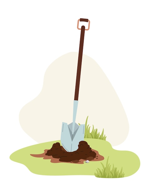 Vector hole of earth garden shovel and soil digging for planting items for gardening and farming