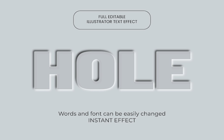 Vector hole editable vector text effect.